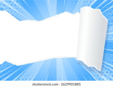 Sunburst and Torn Paper Background, concentration Line Effect, Dot Pattern, Frame