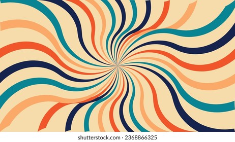 Sunburst with twist effect classic retro background, rays or stripes in the center. Rotating, spiral stripes. Retro vintage color background