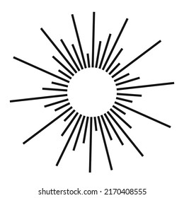 Sunburst vector black color line style isolated on white background. 10 eps