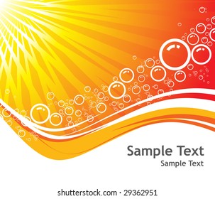 Sunburst ,Vector Bubbles background with sample text