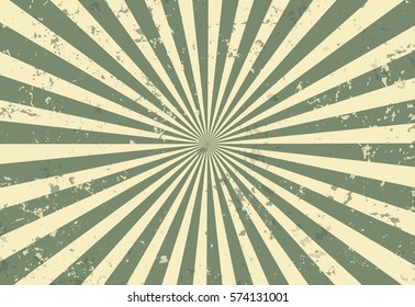 Sunburst vector with Grunge. green color. 