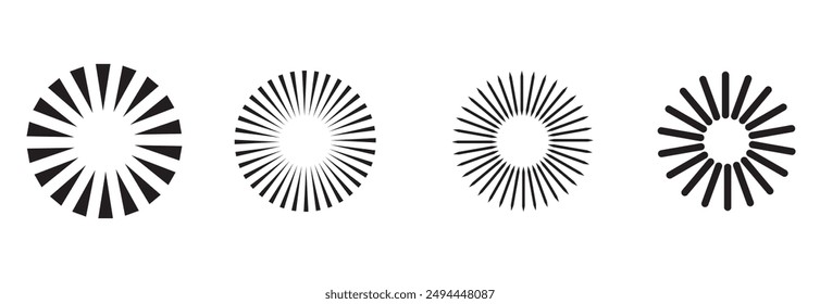 Sunburst vector icons. Radial burst icon set. Vector