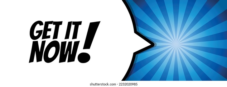 Sunburst Vector Illustration Banner With Announcement Get It Now