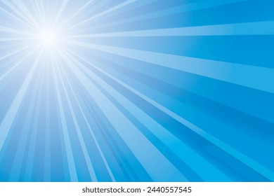 Ilustración del vector del sunburst con el fondo radiante del cielo de la nube y los rayos del sol