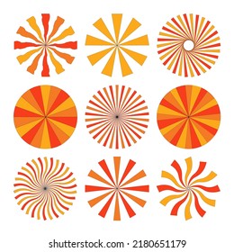 Sunburst vector set. Abstract circular geometric shape with the radial line isolated on white background.