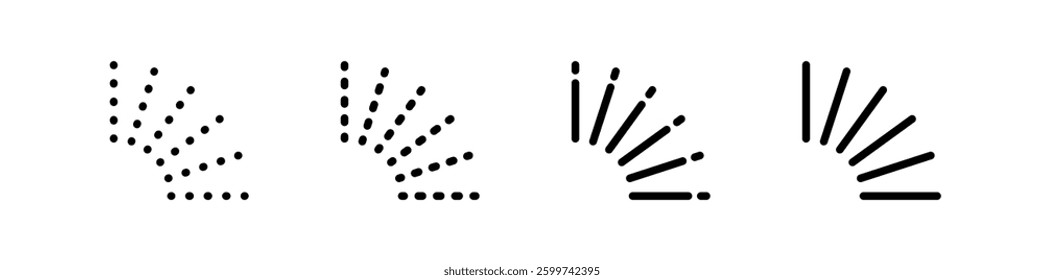 Sunburst vector set. Sunburst element radial stripes. Collection of sunburst rays.