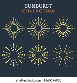Sunburst vector set gold style