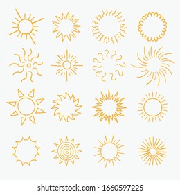 Sunburst vector set gold style