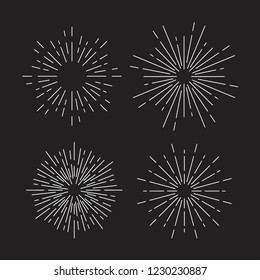Sunburst vector set on black