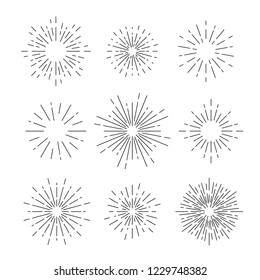 Sunburst vector set on white