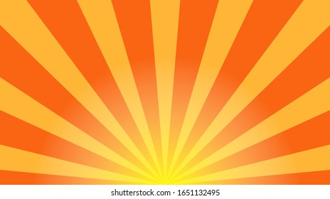 Sunburst vector. Sun rays yellow background