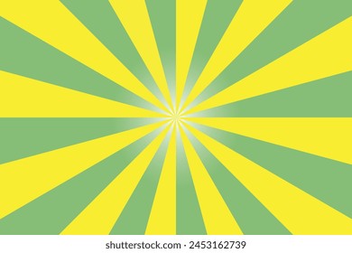 Vector con rayos amarillos y fondo de gradiente radial verde. Los rayos y el gradiente se pueden editar.