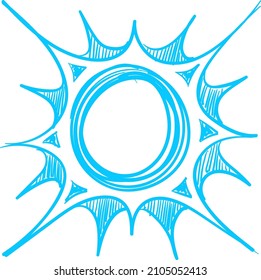 Sunburst in vintage boho style. Stylized star light rays