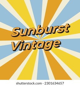 sunburst Vintage pattern design, Sunburst retro sun rays yellow background. Abstract summer sunny. Vintage radial texture.