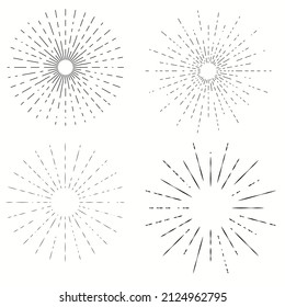 Sunburst vintage shapes elements. Vector Illustration.