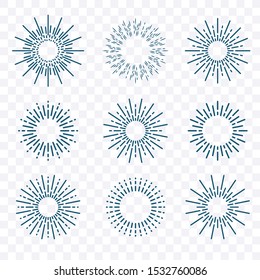 Sunburst vintage template, sun rays tattoo retro sketch vector on  background.