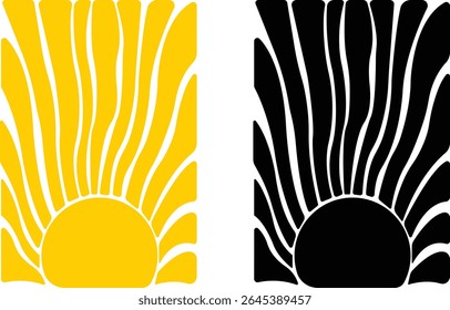 Sunburst golven lagen pictogram in platte set. vector voor apps of web Retro golvende rand cirkel stickers, prijs promo tags, Lege vintage ster burst callouts of sunburst Geïsoleerd op transparante achtergrond