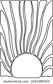 Sunburst waves layers icon in line. vector for apps or web Retro wavy edge circle stickers, price promo tags, Empty vintage star burst callouts or sunburst Isolated on transparent background