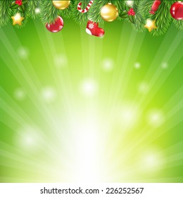 Sunburst Xmas Banner With Gradient Mesh, Vector Illustration
