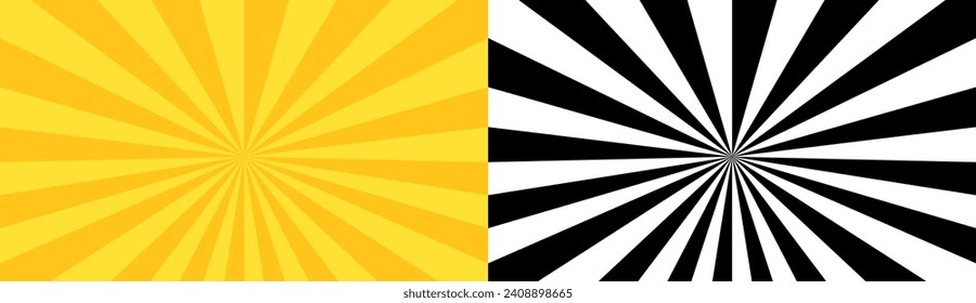 Sunburst yellow and monochrome background vector