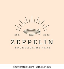 sunburst zeppelin line art logo vector symbol illustration design