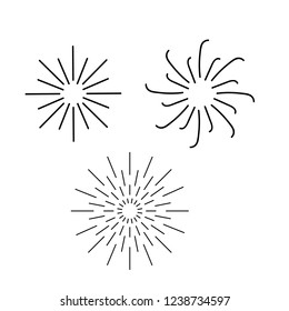 Sunbursts set vector. Sunbursts ink hand drawn sunshine shapes. 