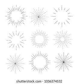 Sunbursts vintage collection isolated on white background.Vector illustration.
