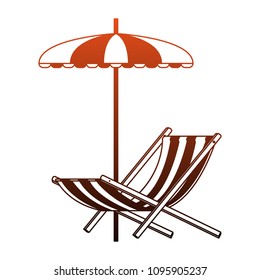 Sunchair and umbrella red lines