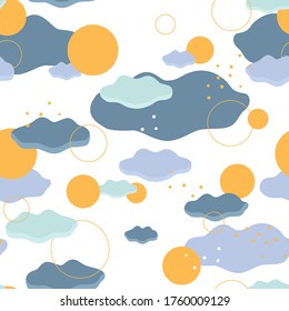 SunClouds seamless vector pattern. Great idea for kids clothes, wallpapers, acsessories, textille, notebook covers, paper design and other