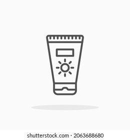 Suncream icon. Editable Stroke and pixel perfect. Outline style. Vector illustration. Enjoy this icon for your project.
