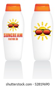 Suncream Illustration Of Packaging Of A Bottle