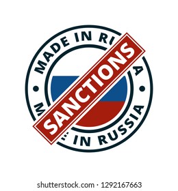 Sunctions against Product Made in Russia label illustration