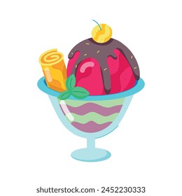 Sundae bowl sticker designed in flat style
