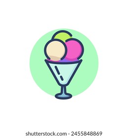 Sundae bubbles in glass line icon. Summer, goblet, flavor outline sign. Dessert and food concept. Vector illustration for web design and apps