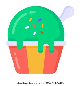 A sundae cup, cup ice cream flat icon