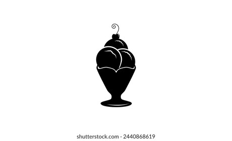 Sundae emblem, black isolated silhouette
