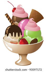 Sundae EPS 8 vector, grouped for easy editing. No open shapes or paths.