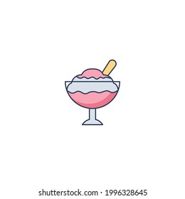 Sundae Flat Icon Isolated On White Background 
