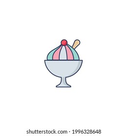 Icono Plano Sundae Aislado En Fondo Blanco 