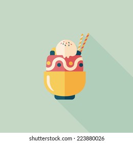 sundae flat icon with long shadow,eps10