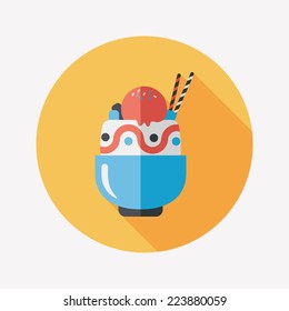 sundae flat icon with long shadow,eps10