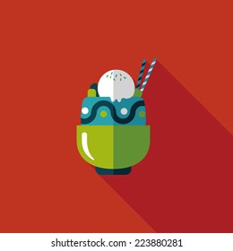 sundae flat icon with long shadow,eps10