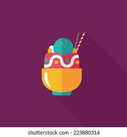 sundae flat icon with long shadow,eps10