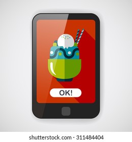 sundae flat icon with long shadow,eps10