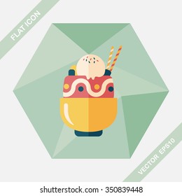 sundae flat icon with long shadow,eps10