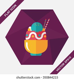 sundae flat icon with long shadow,eps10