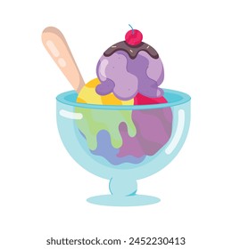 Sundae glass sticker designed in flat style