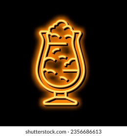 sundae ice cream neon light sign vector. sundae ice cream illustration