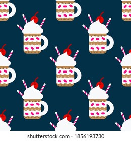 Sundae ice cream seamless pattern background.