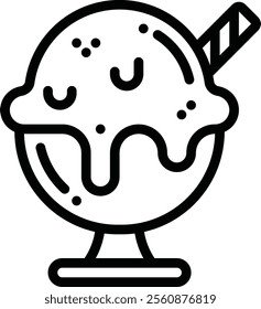 Sundae Ice Cream Sweet Dessert Vector Image